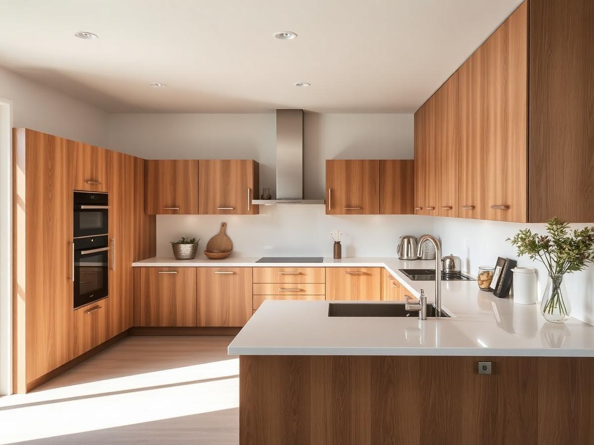 Modular kitchen in oak laminate
